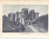 1897 Wood Engraving of Ruins of a Norman Castle