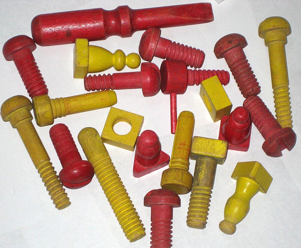 Vintage Toy Wooden Nuts Bolts Screws and by paintedpony99 on Etsy