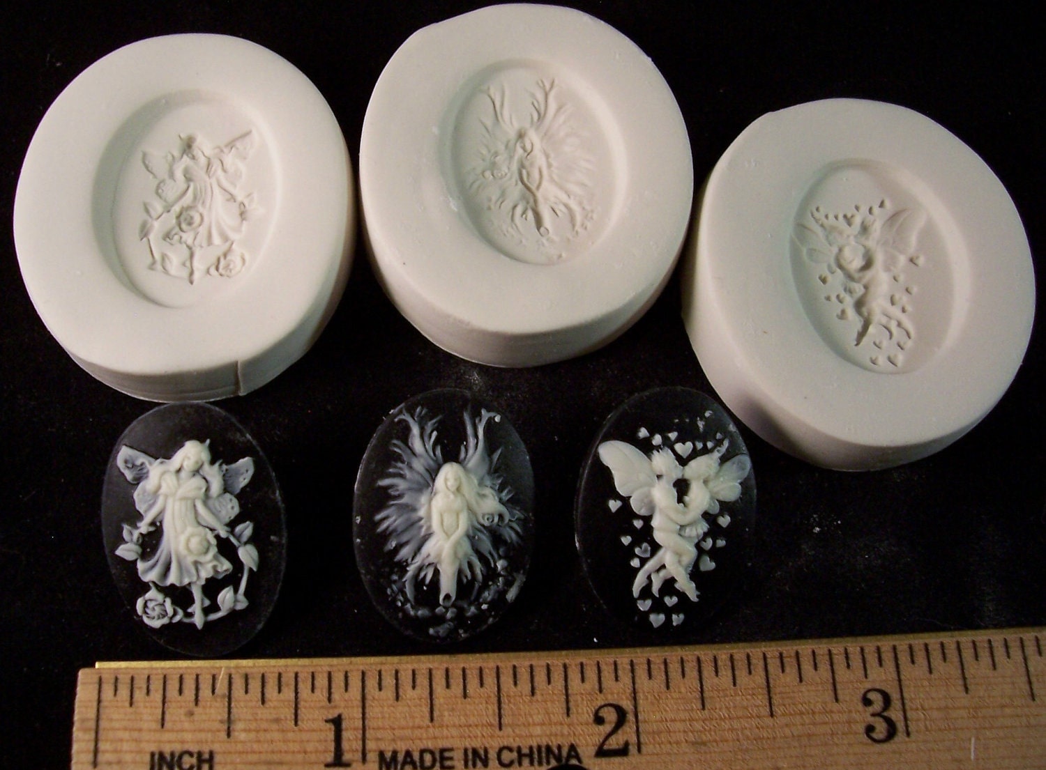 Small Love Fairies Cameo Lot 18x25mm - Hard Polymer Clay mold for use with clay Fairy