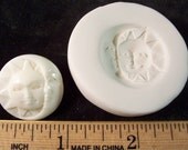 Crescent Moon & Sun Face Awake 1" - Hard Polymer Clay mold for use with clay