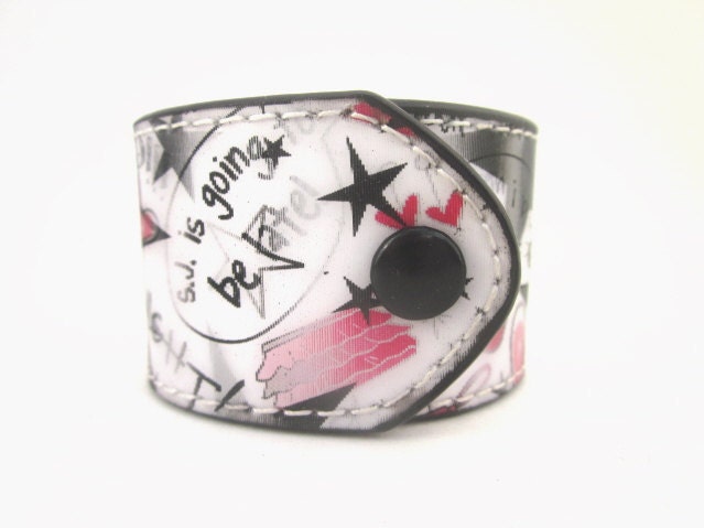 Ladies Night Upcycled Holographic Belt Cuff Bracelet