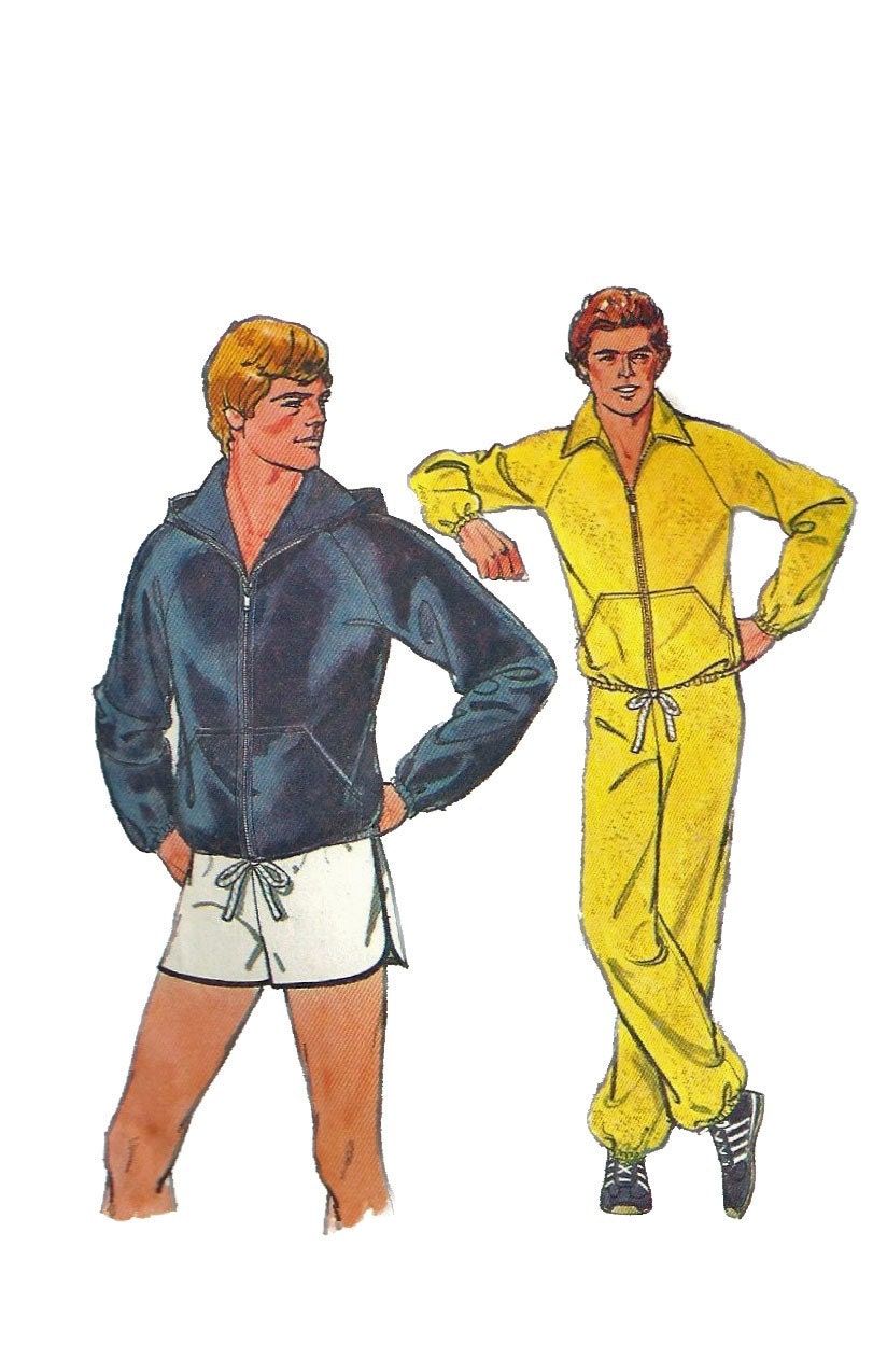 Simplicity 8360 1970s Mens Jacket Pants and Shorts Pattern Hoodie