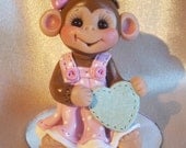 monkey baby shower birthday cake topper personalizedchildren gift animal Christmas ornament polymer clay