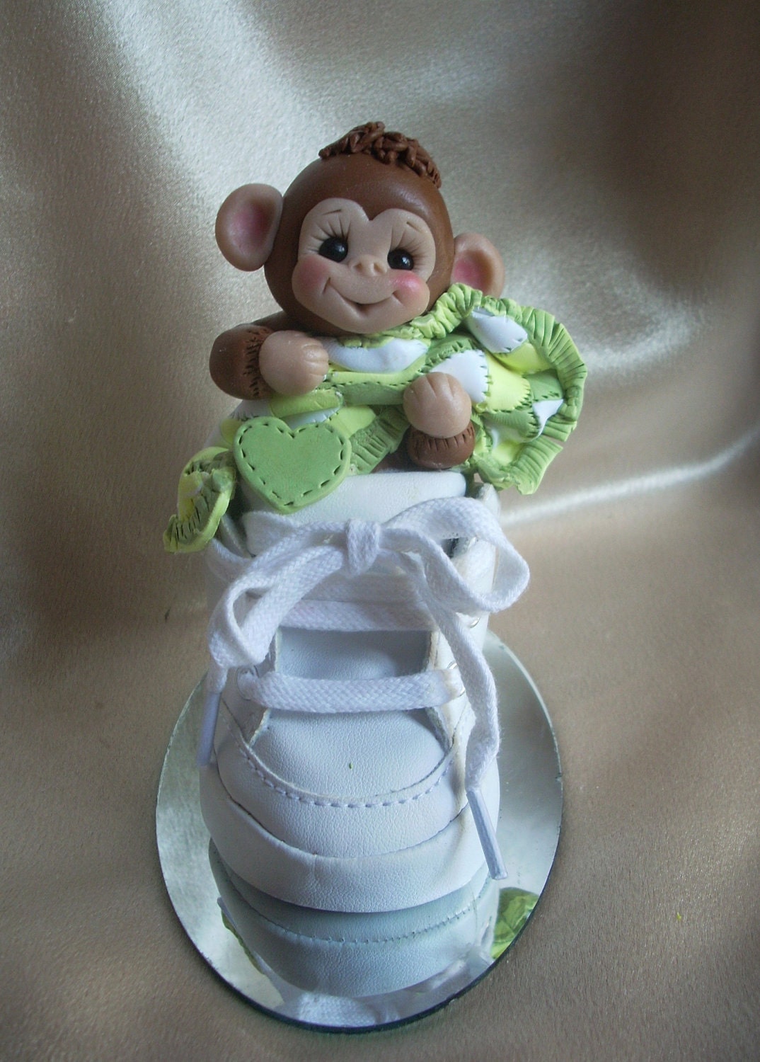 baby shower cake topper monkey shoe animal birthday clay