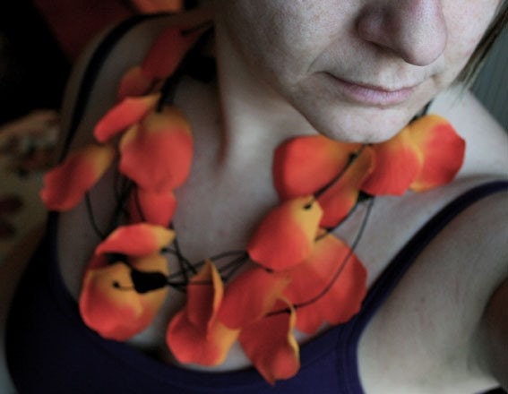 Rose Petal Necklace (orange)