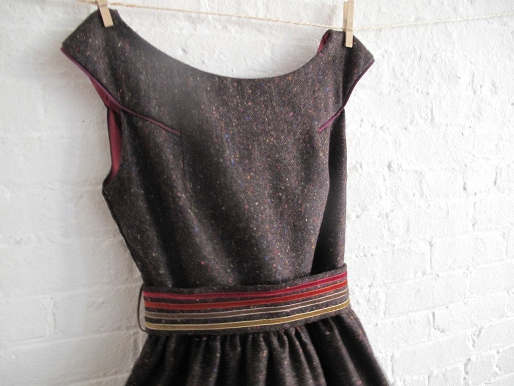 custom tea dress in tweed