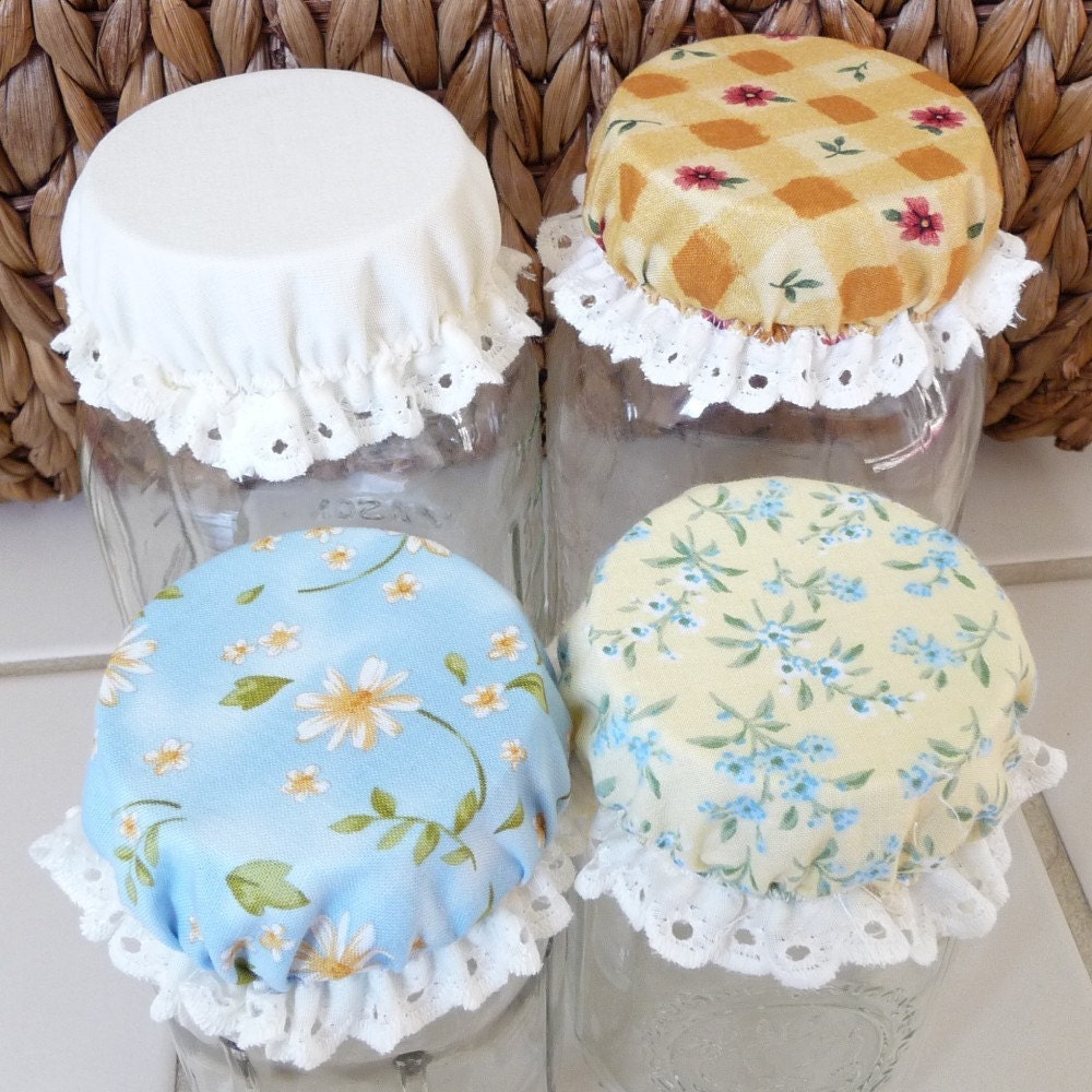 FLOWER GARDENFabric Mason Jar Toppers or Covers by SilverSunshine