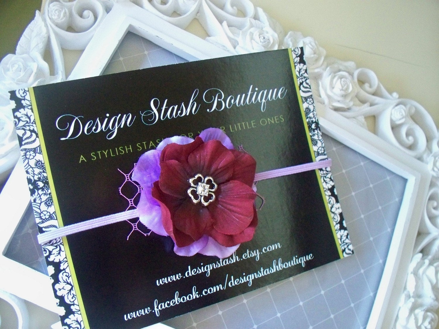 Purple Raspberry Layered Bloom on Skinny Lavender Headband