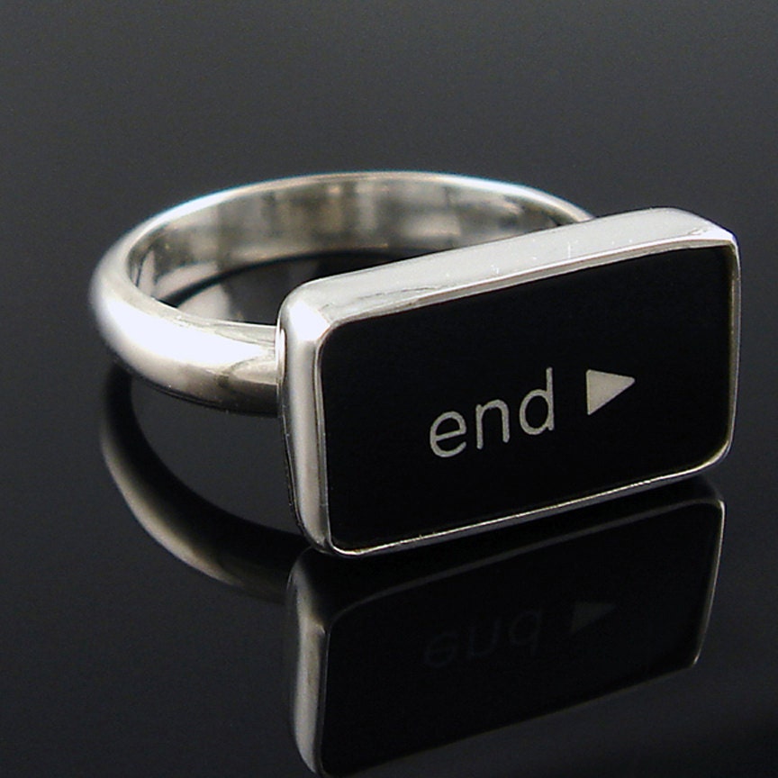 Computer Key Jewelry - Custom Made to Order- Sterling Black or White END Key Ring