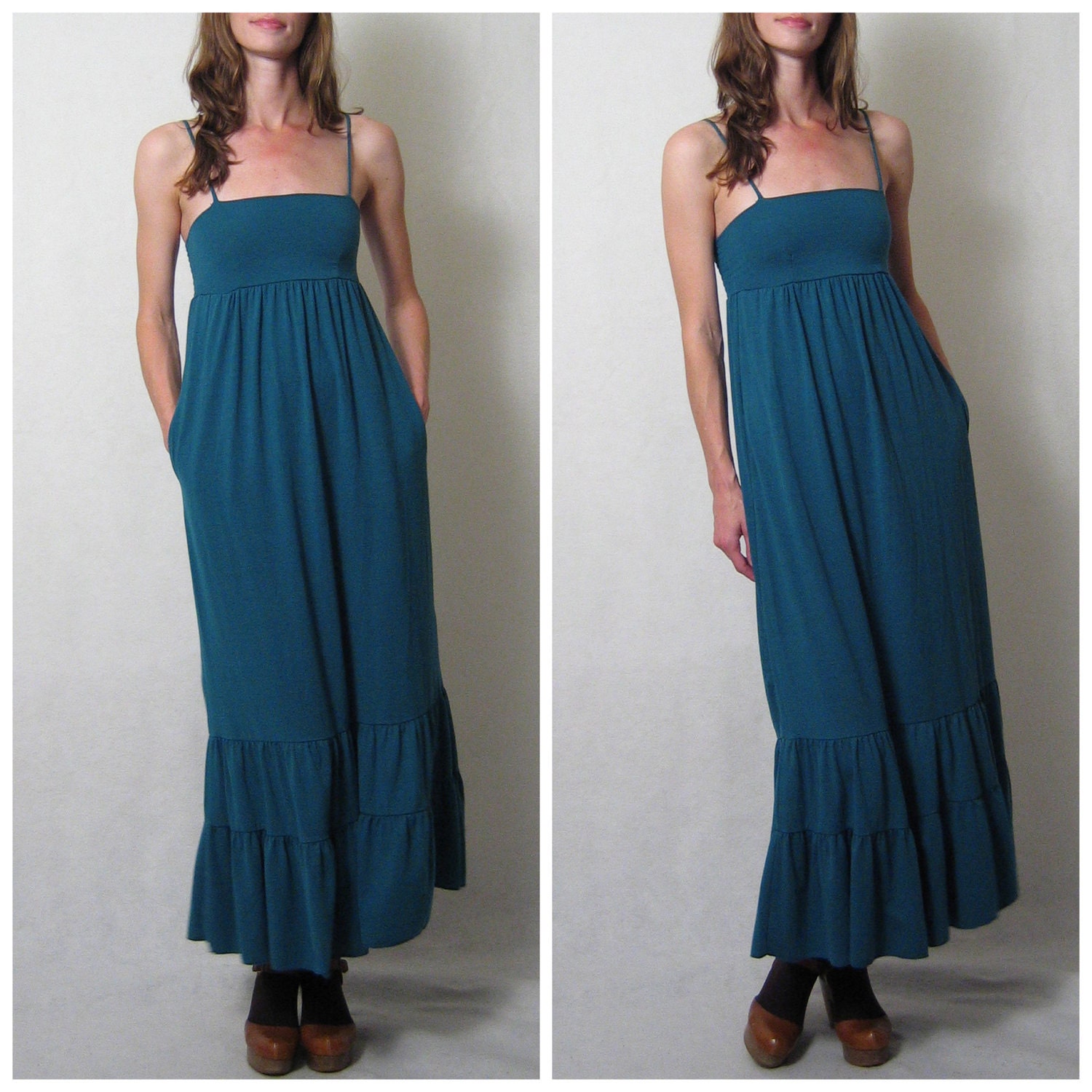 SALE //  TURQUOISE MAXI dress, xs - s