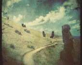 Moai Tiki Hipstamatic Art Print Retro Vintage Aged 5x5
