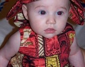 Hawaiian baby girl dress with matching hat