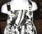 Hawaiian black and white baby dress size 6-9 months