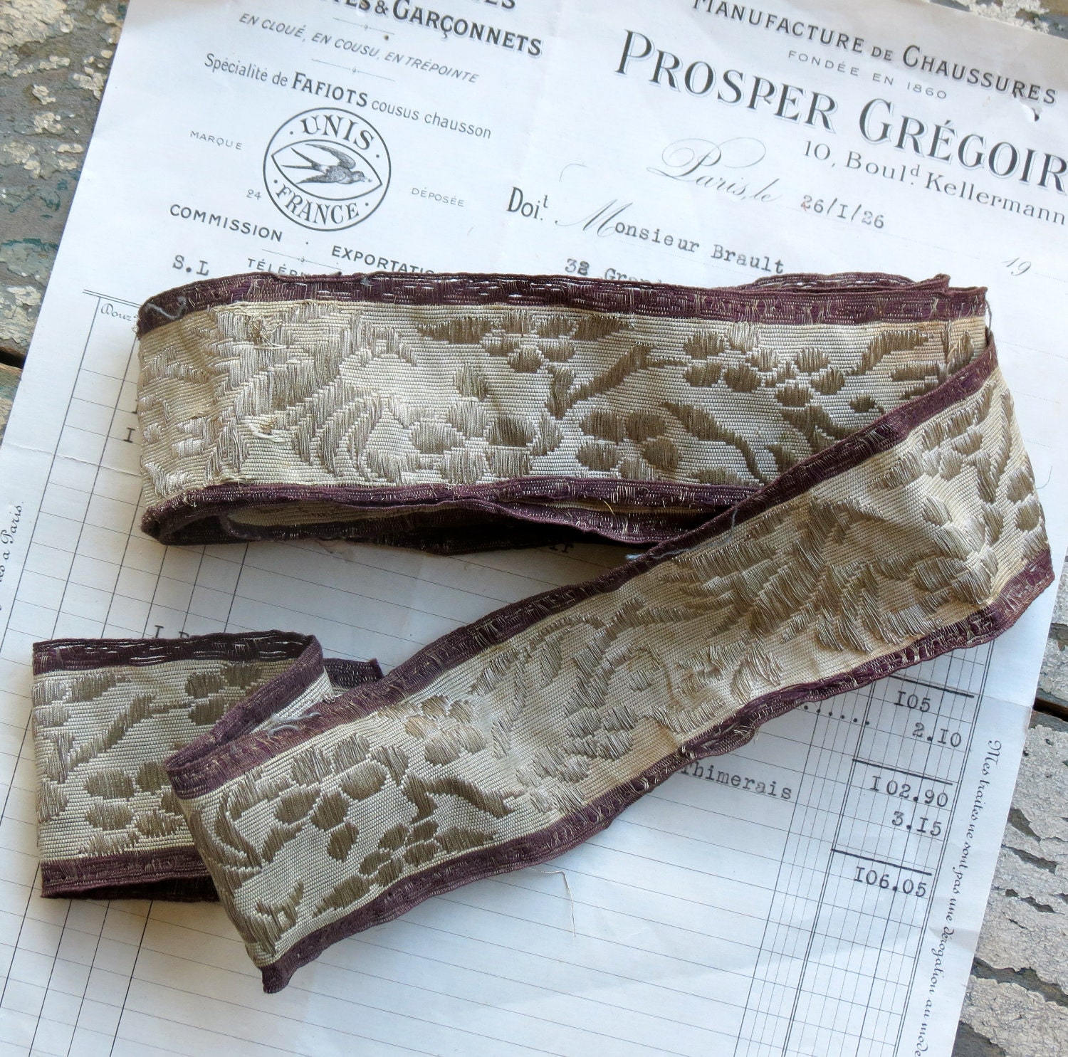 Old And Lovely....French Metallic Ribbon Trim