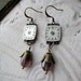 Steampunk Earrings Antique Watch Parts Vintage purple glass beads art deco