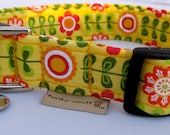 Girl dog collar with vintage style flowers "Summer Sun"-- S, M, L, XL