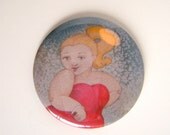 Cute and sassy woman in a red dress 2 1/4 Inch Pocket Mirror That Look