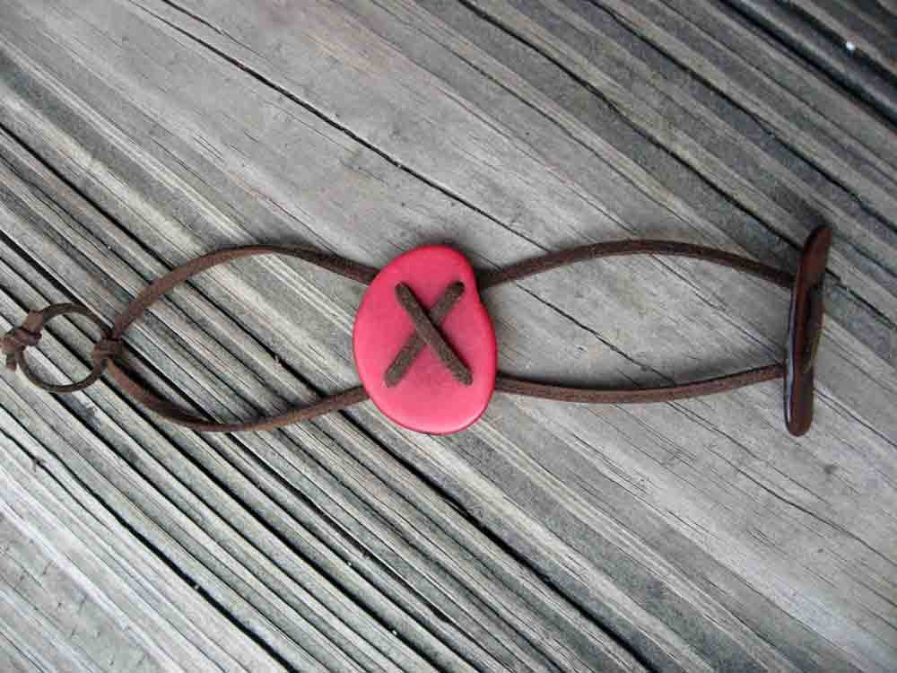 Tagua nut and suede bracelet