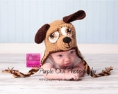 Puppy Earflap Beanie Hat - Any Color Combo - Any Size