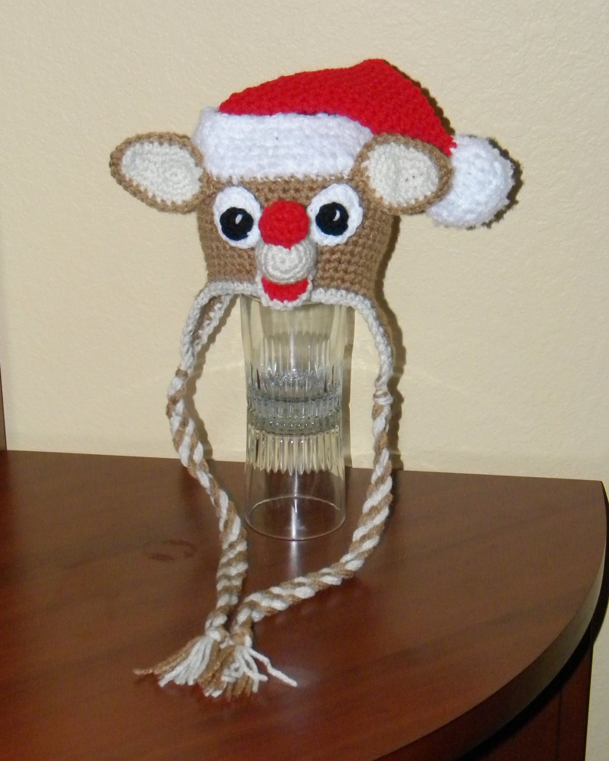 Crochet Pattern 035 - Christmas Santa Rudolph Reindeer Hat - All Sizes