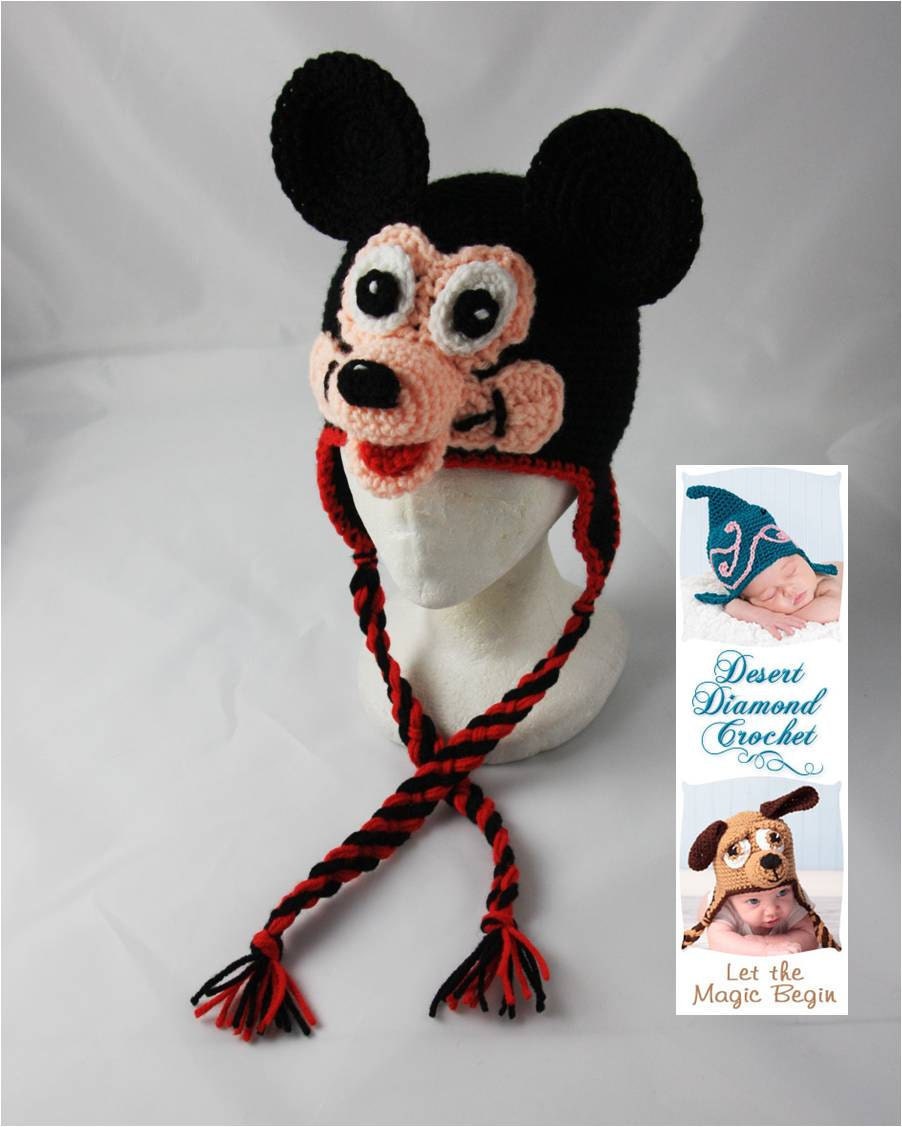 Crochet Pattern 061 - Mr. Mouse Earflap Beanie Hat - All Sizes