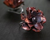 Copper Flower Earrings with Garnets