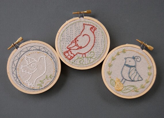 Embroidery Patterns, FESTIVE FLOCK Holiday hand embroidery patterns