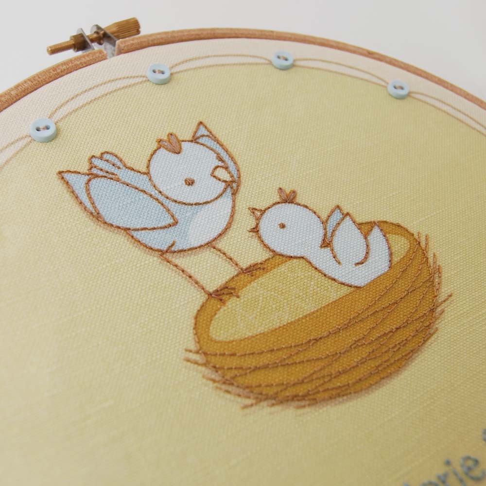 DIY Baby Gift Hand Embroidery Fabric Birth by SeptemberHouse