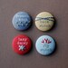 Magnets or Pinback Buttons, Hand Embroidered Modern Sampler Magnets in SUMMER BERRY Colors