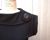 Lady-chic organic black cotton retro top Large