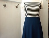 Blue stripes nautical boat neck dress SIZE Medium