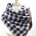 Chunky wool navy plaid circular infinity scarf