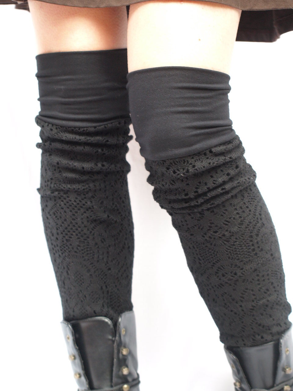 Sale 25% off Black bamboo knit leg warmers