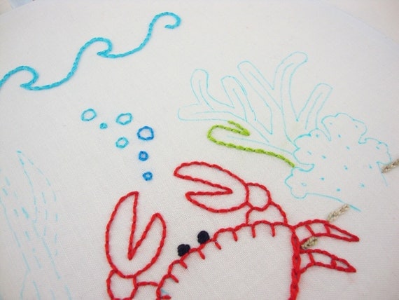 Seashells and Seahorses Hand Embroidery Pattern Packet