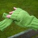 Fingerless Gloves,Thumb, Handknit, Lime Green Shimmer yarn w metallic thread, One Size, Seamless, Vegan SHIPS FREE