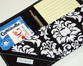 FREE SHIPPING - Mini Shopper - Notepad Clutch - Dandy Damask in Black List taker
