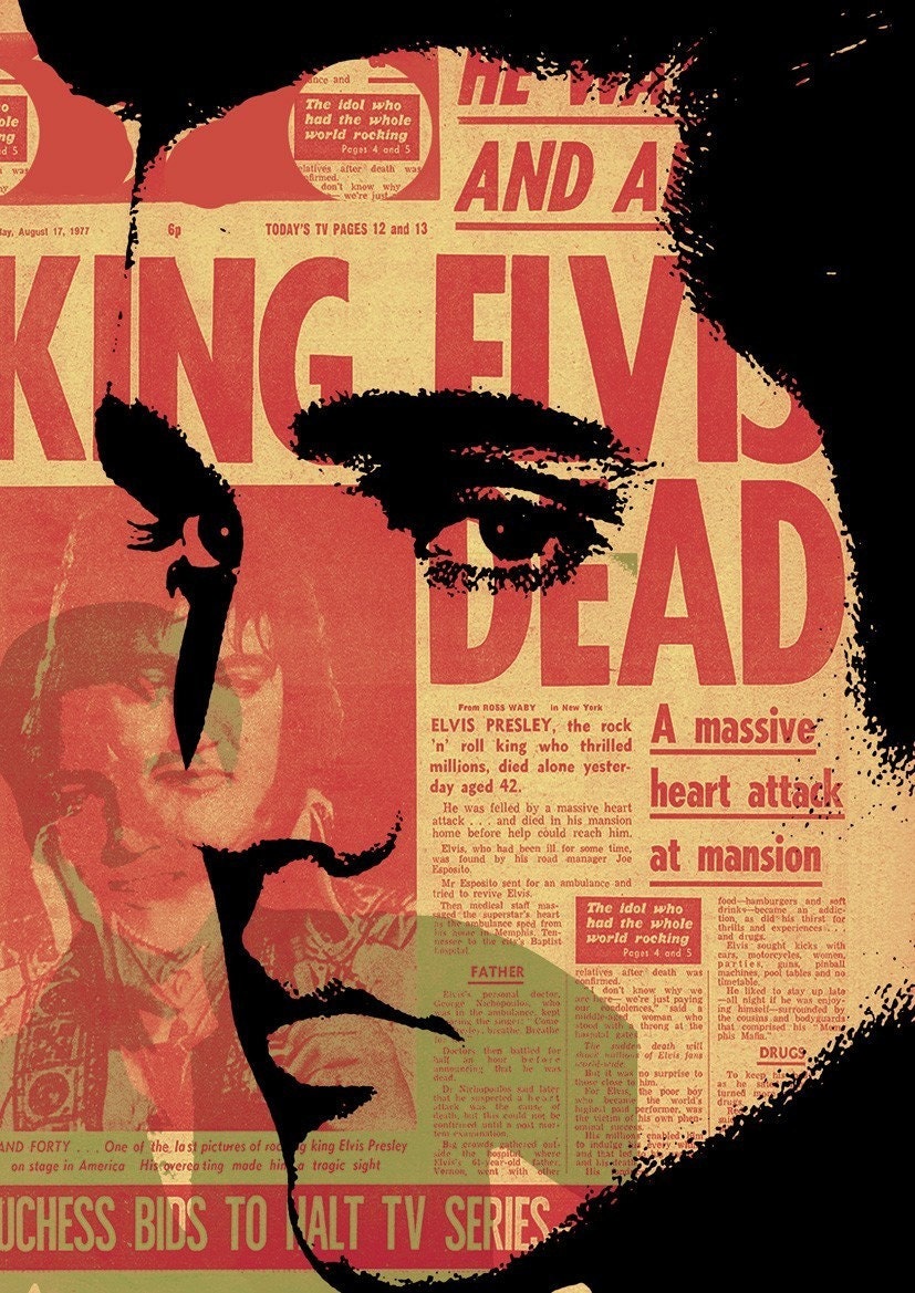 Elvis Presley Poster  King of Rock N Roll Music fine art   Print on cotton canvas by Artistico Handmade Wall Decor giclee large print