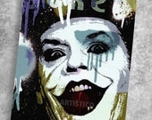 The Joker  Jack Nicholson -  in cotton canvas poster art purple and black green tones by artistico Handmade Wall Decor giclee large print