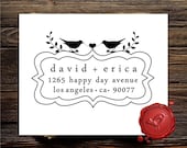 Custom  rubber  stamp  save the date stamp - love birds - Personalized   wedding  gift - style HS1279
