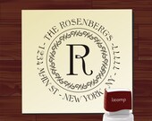Monogram Swirl Initial Custom Rubber Stamp - Personalized Round SELF INKING Return Address Stamper - Style 1135