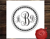 Custom rubber stamp  MONOGRAM stamp -  wood handle  - personalized wedding  gift - style 7001