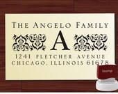 Monogram Custom Address Stamp  - SELF INKING Style 1110- Personalized Wedding or Christmas Stamper