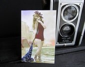Vintage bathing beauty flat magnet