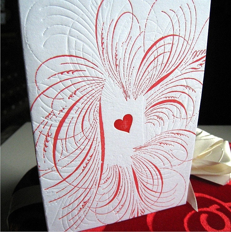 Letterpress Heart a Flutter Blank Note Card
