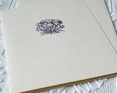 Letterpress Flowers Folded Blank Note Card Lavender Purple