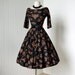 vintage 1950's dress ...fabulous JONATHAN LOGAN black and copper polished cotton mayan print full skirt pin-up cocktail party dress
