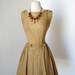 vintage 1950's dress ...shimmery R&K ORIGINAL gold lame shoulder tab full skirt bows pin-up cocktail party dress