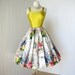 vintage 1950's dress ...made in france for SAKS FIFTH AVENUE gorgeous chartreuse shantung and floral cotton full skirt pin-up party dress