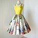 vintage 1950's dress ...made in france for SAKS FIFTH AVENUE gorgeous chartreuse shantung and floral cotton full skirt pin-up party dress