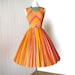 vintage 1960's dress ...tutti fruitti GAY GIBSON chevron sorbet cotton seersucker full skirt pin-up summer dress